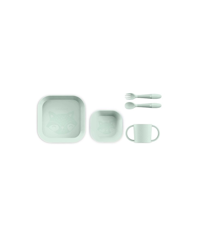 Vajilla 5 piezas Miniland Dolce meal set square mint
