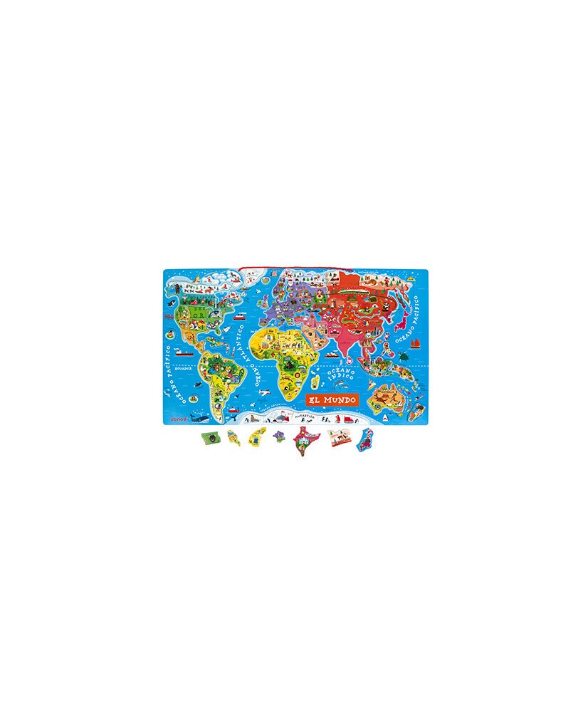 Puzle Magnético Atlas Mundial en Español 92 piezas (madera). Janod