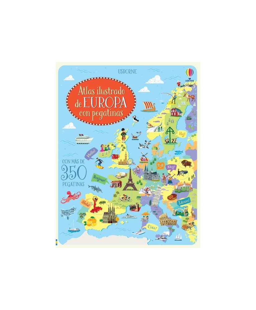 Atlas ilustrado de Europa con pegatinas. Usborne