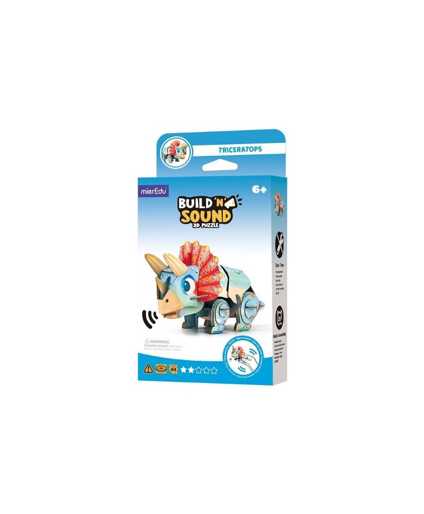 Puzzle 3D con sonido Triceratops. MierEdu