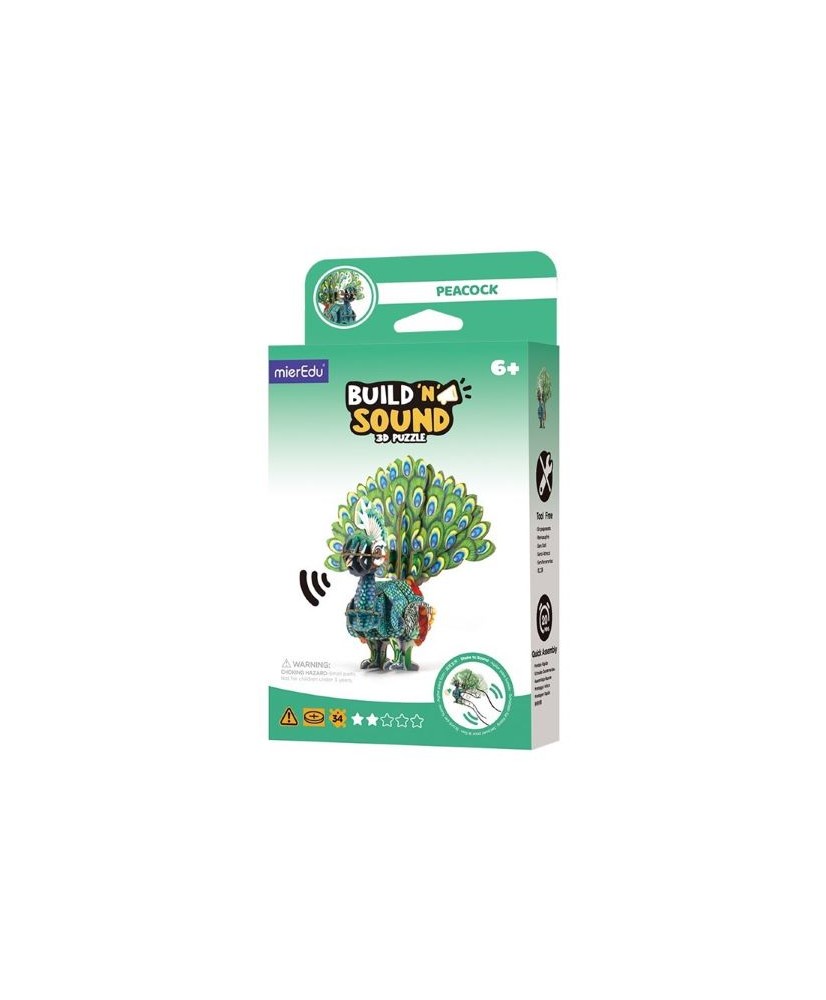 Puzzle 3D con sonido Pavo Real. mierEdu